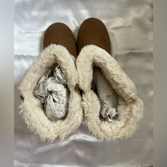 New Guess GGamburr Medium Brown Fabric Boots - Picture 4 of 7